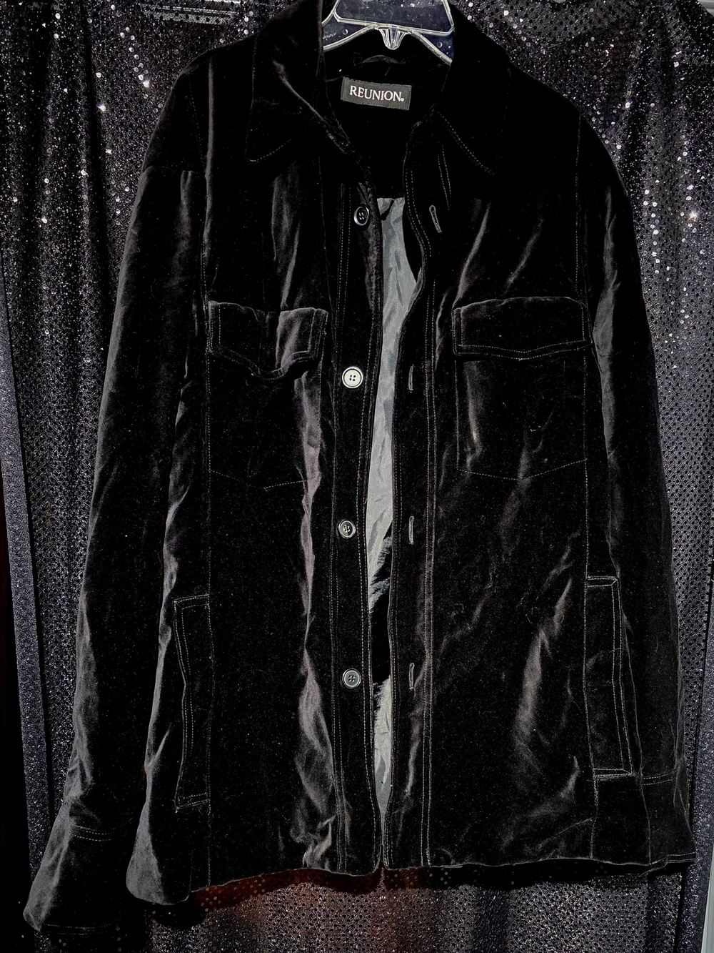 Reunion Black Velvet Button-Up Jacket Men's Size L